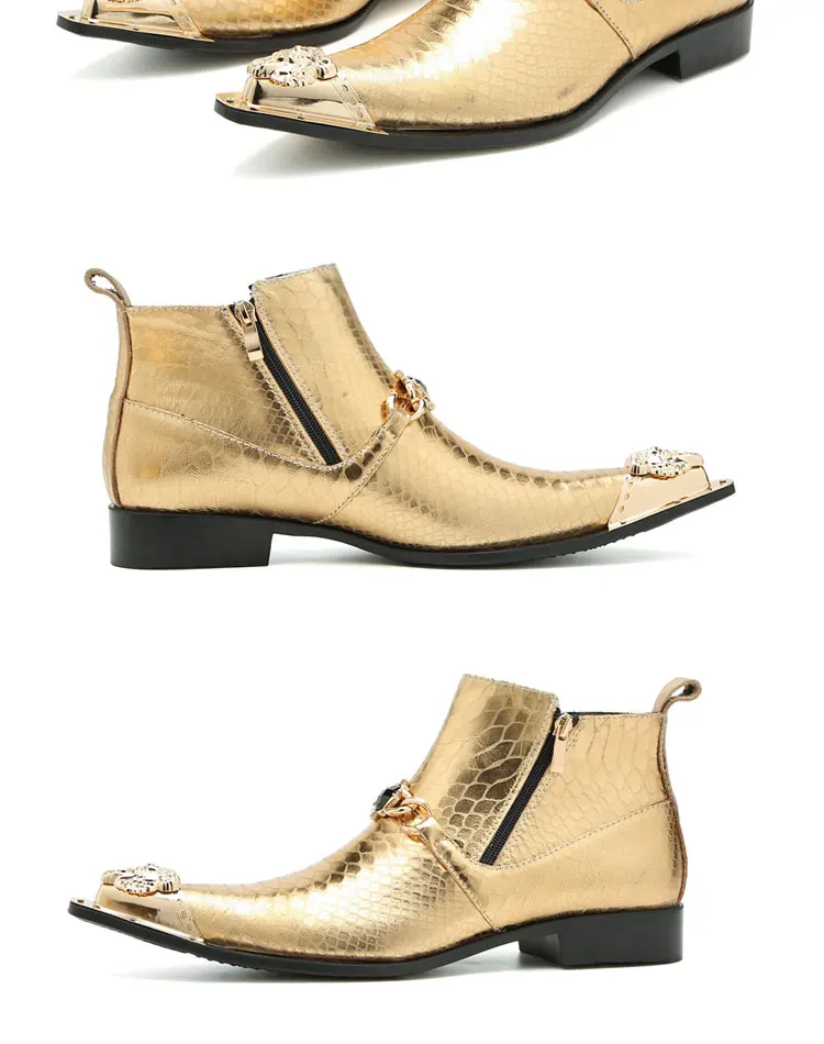 Autumn Man Wedding boots Metal Tip zipper Genuine leather Chelsea boots Leisure time party Customized Singer Men's Boots