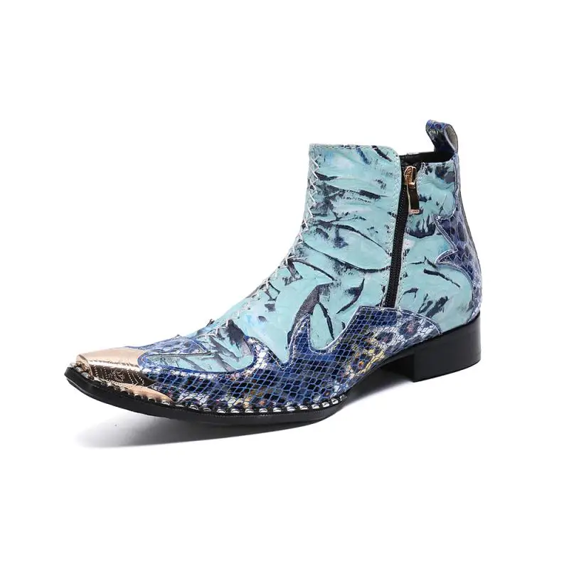 Autumn Man Wedding boots Metal Tip zipper Genuine leather Chelsea boots Leisure time party Customized Singer Men's Boots