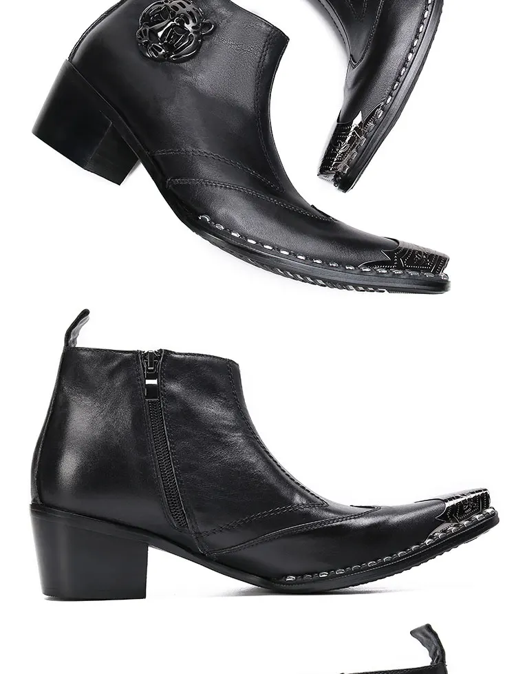 Autumn Man Wedding boots Metal Tip zipper Genuine leather Chelsea boots Leisure time party Customized Singer Men's Boots