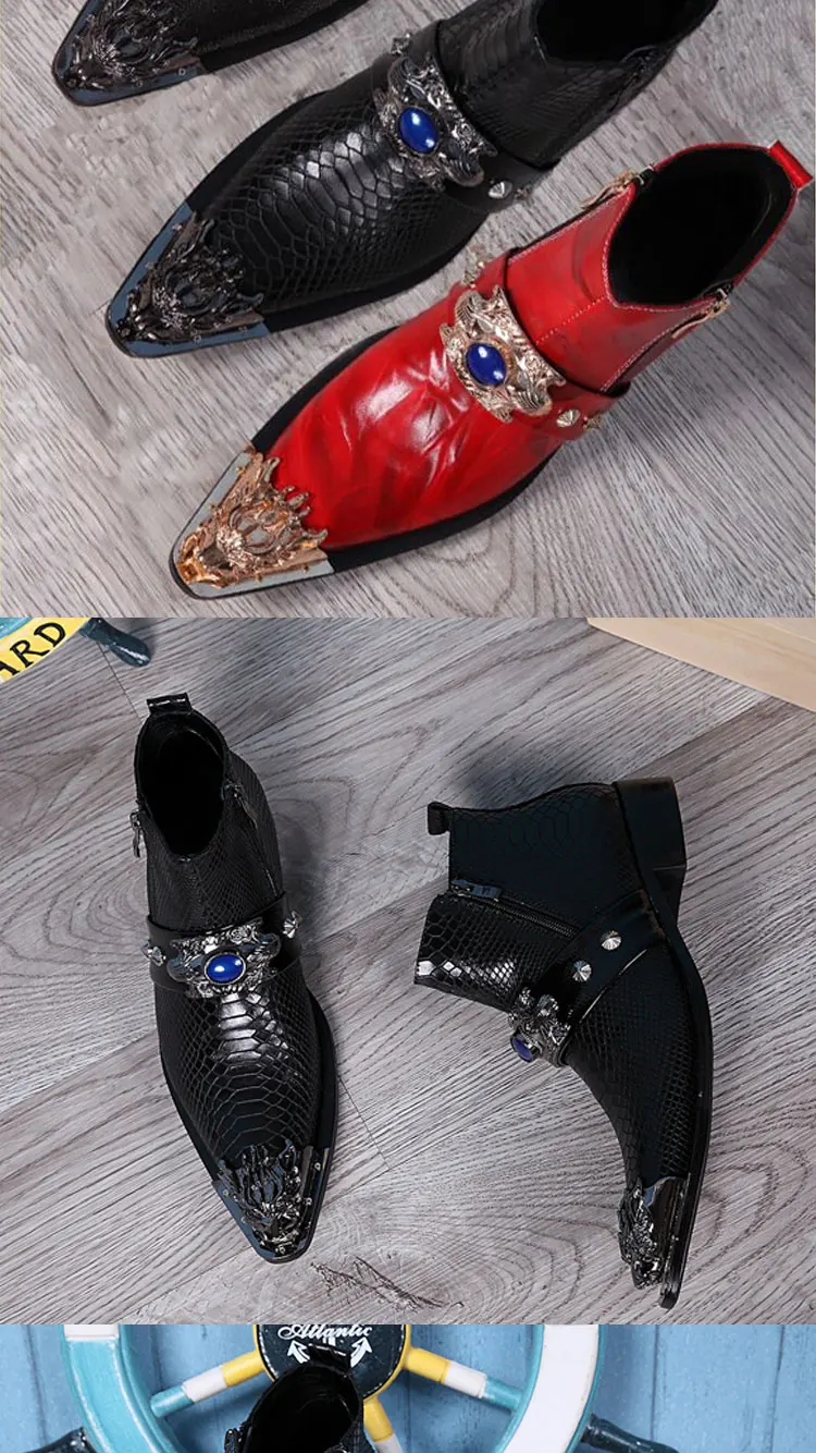 Autumn Man Wedding boots Metal Tip zipper Genuine leather Chelsea boots Leisure time party Customized Singer Men's Boots
