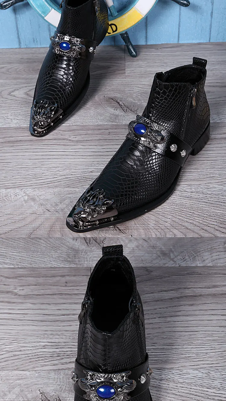 Autumn Man Wedding boots Metal Tip zipper Genuine leather Chelsea boots Leisure time party Customized Singer Men's Boots