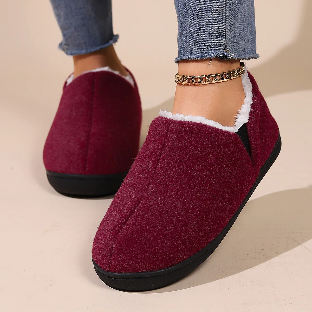 Smile Pop Winter Slippers For Women Antiskid Women Slippers Fashion Casual Warm Fluffy Slippers Outdoor Fur Plush Women Shoes