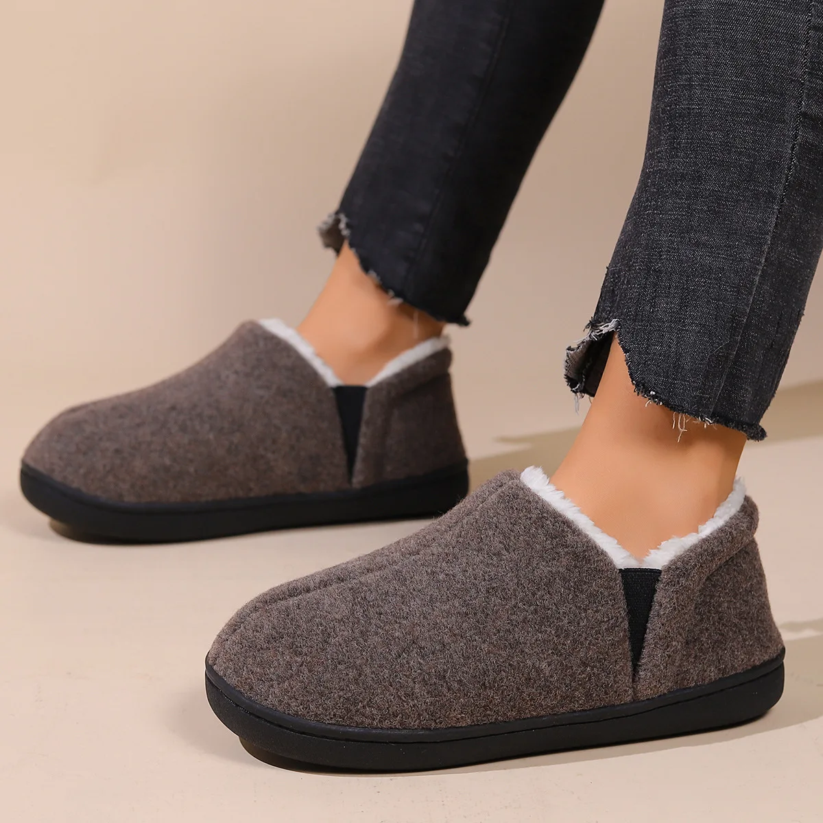 Smile Pop Winter Slippers For Women Antiskid Women Slippers Fashion Casual Warm Fluffy Slippers Outdoor Fur Plush Women Shoes