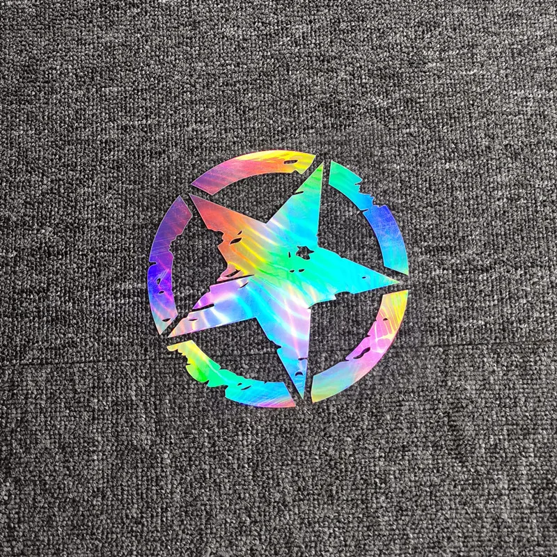 Broken Five-Pointed Stars Car Stickers War Damaged Reflective Decals For Motorcycle Helmets Fuel Tank Cap Trunk Bumper