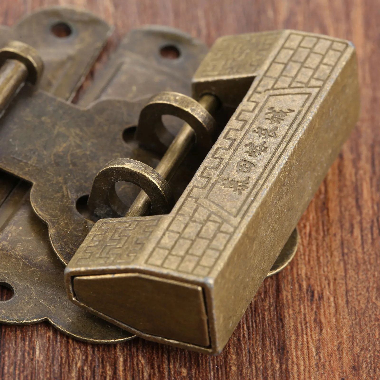 Furniture Chinese Old Box Latch Hasp Buckle Clasp and Antique Bronze Lock/Padlock for Cabinet Jewelry Wooden Box Hardware