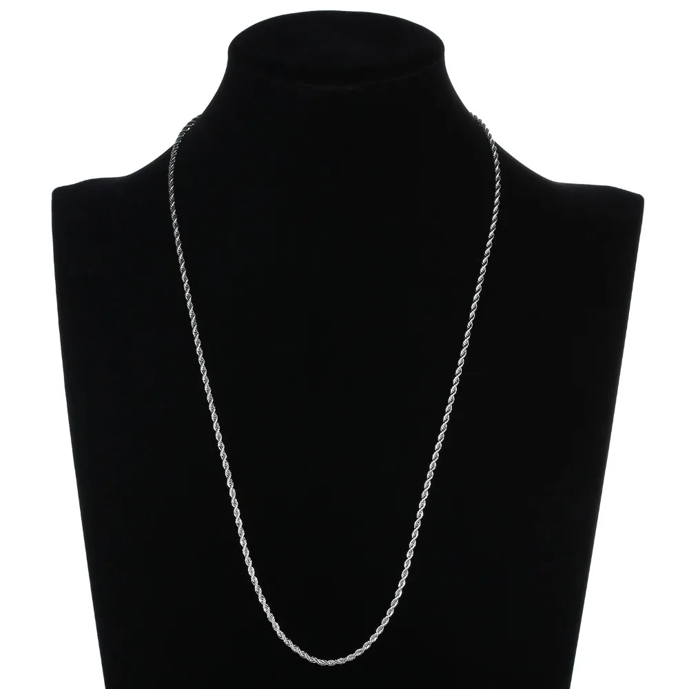 Wholesale Price Width 2MM 316L Stainless Steel Twist Chain Necklace Fashion Titanium Steel Link Necklace For Men and Women