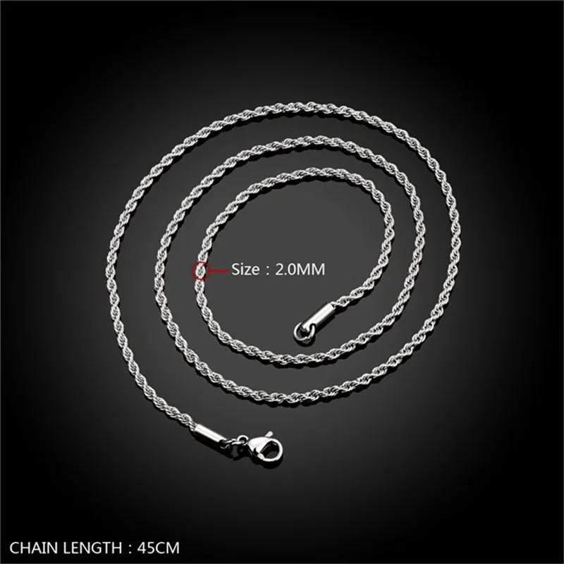 Wholesale Price Width 2MM 316L Stainless Steel Twist Chain Necklace Fashion Titanium Steel Link Necklace For Men and Women
