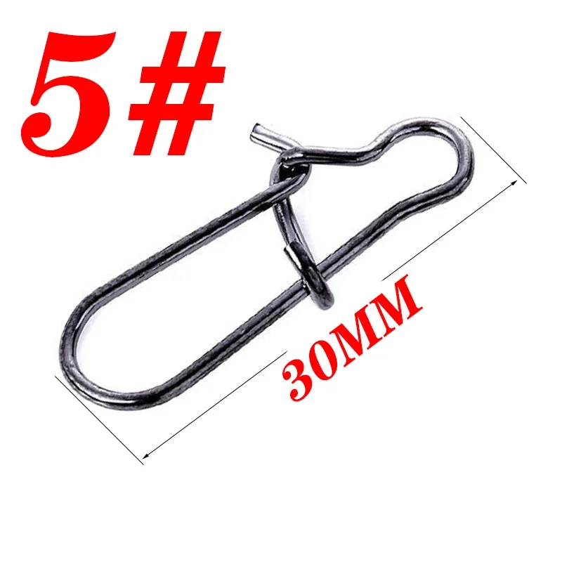50 Pcs Stainless Steel Fishing Connector Fast Clip Lock Snap Swivel Solid Rings Safety Fishing Hooks Accessories Tackle Tools