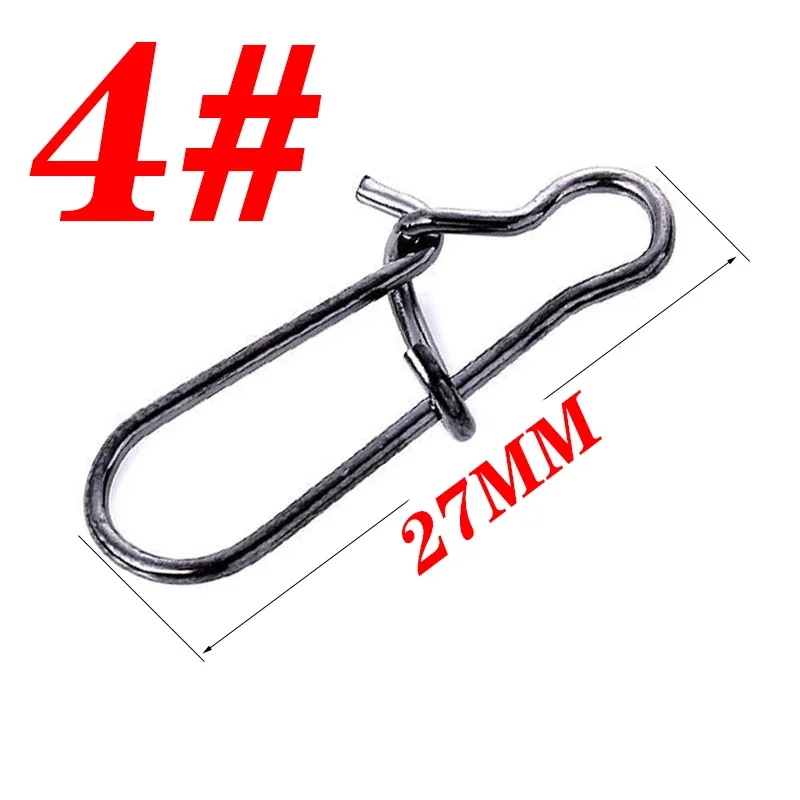 50 Pcs Stainless Steel Fishing Connector Fast Clip Lock Snap Swivel Solid Rings Safety Fishing Hooks Accessories Tackle Tools