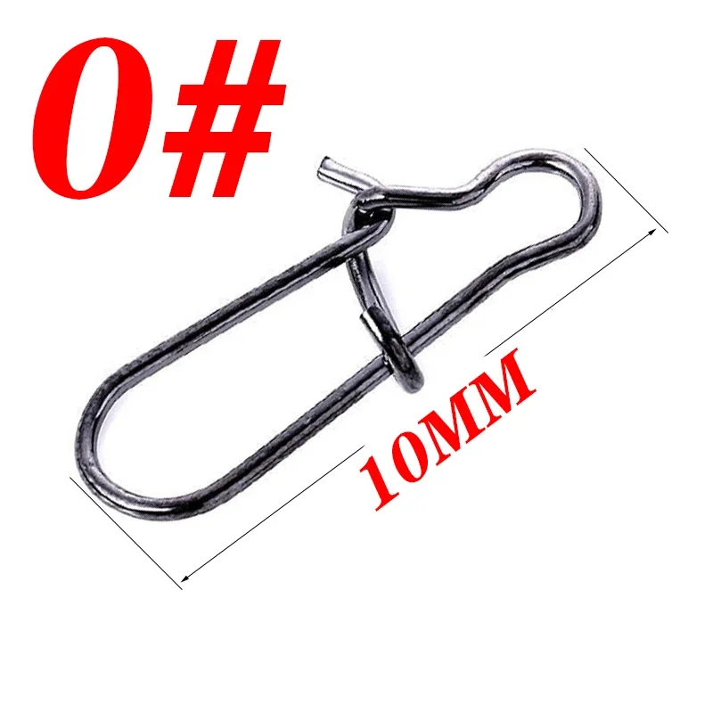 50 Pcs Stainless Steel Fishing Connector Fast Clip Lock Snap Swivel Solid Rings Safety Fishing Hooks Accessories Tackle Tools