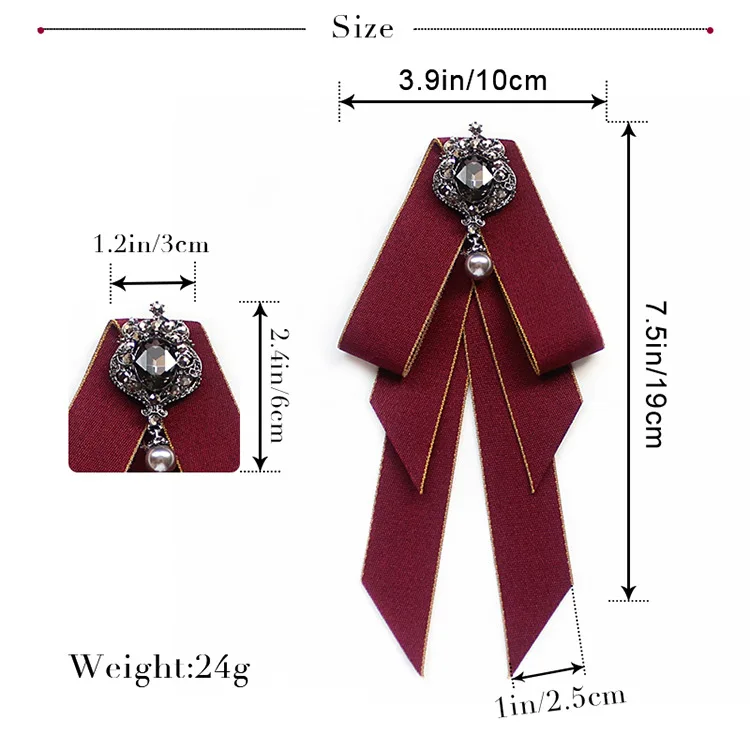Vintage Bow Tie Cameo Ladies Head Diamond Ribbon Tassel Brooch Chic Girls Elegant Jewelry Collar Pin Girl Cravat Gift for Men