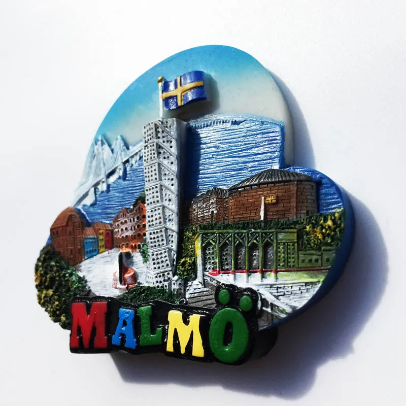 Swedish Fridge Magnets Tourist Souvenir Sweden Malmo Sverige Stockholm Travel Gift Magnetic Refrigerator Sticker Home Decoration