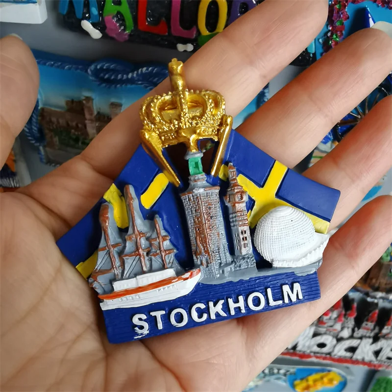 Swedish Fridge Magnets Tourist Souvenir Sweden Malmo Sverige Stockholm Travel Gift Magnetic Refrigerator Sticker Home Decoration