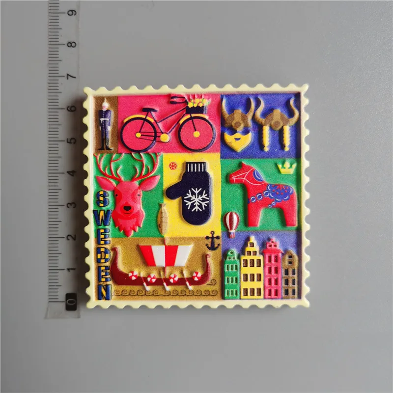 Swedish Fridge Magnets Tourist Souvenir Sweden Malmo Sverige Stockholm Travel Gift Magnetic Refrigerator Sticker Home Decoration
