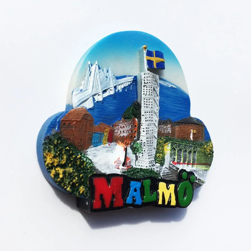 Swedish Fridge Magnets Tourist Souvenir Sweden Malmo Sverige Stockholm Travel Gift Magnetic Refrigerator Sticker Home Decoration