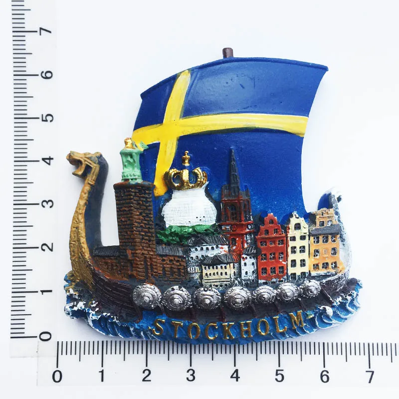 Swedish Fridge Magnets Tourist Souvenir Sweden Malmo Sverige Stockholm Travel Gift Magnetic Refrigerator Sticker Home Decoration