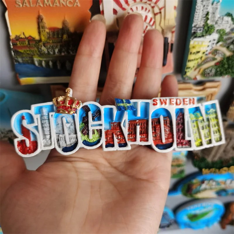 Swedish Fridge Magnets Tourist Souvenir Sweden Malmo Sverige Stockholm Travel Gift Magnetic Refrigerator Sticker Home Decoration
