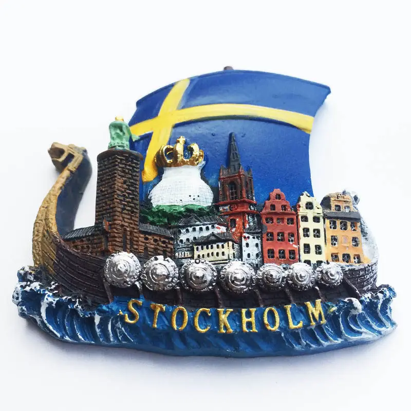 Swedish Fridge Magnets Tourist Souvenir Sweden Malmo Sverige Stockholm Travel Gift Magnetic Refrigerator Sticker Home Decoration