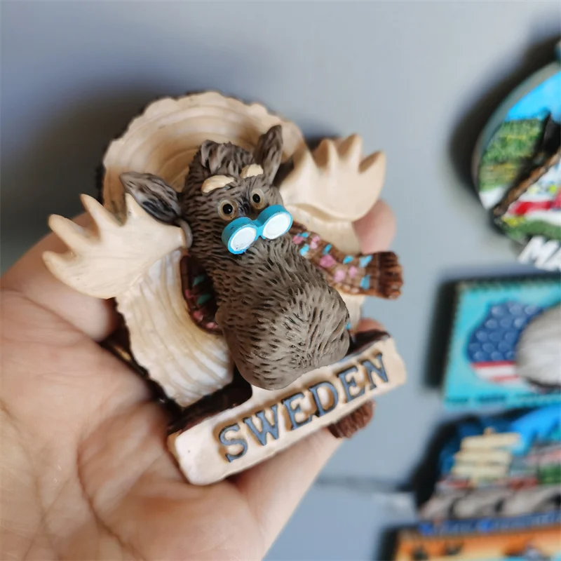 Swedish Fridge Magnets Tourist Souvenir Sweden Malmo Sverige Stockholm Travel Gift Magnetic Refrigerator Sticker Home Decoration