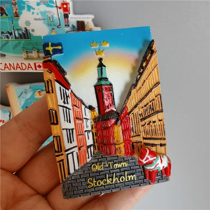 Swedish Fridge Magnets Tourist Souvenir Sweden Malmo Sverige Stockholm Travel Gift Magnetic Refrigerator Sticker Home Decoration