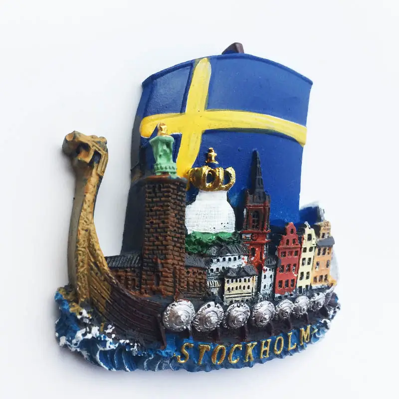 Swedish Fridge Magnets Tourist Souvenir Sweden Malmo Sverige Stockholm Travel Gift Magnetic Refrigerator Sticker Home Decoration