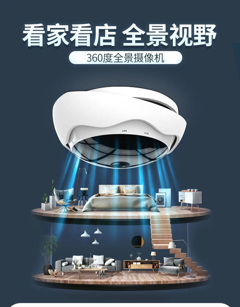 Xmeye ICsee Remote Monitoring Infrared 5MP Indoor 256G Audio Motion Detect VR 360-Degree Panoramic WIFI IP Surveillance Camera