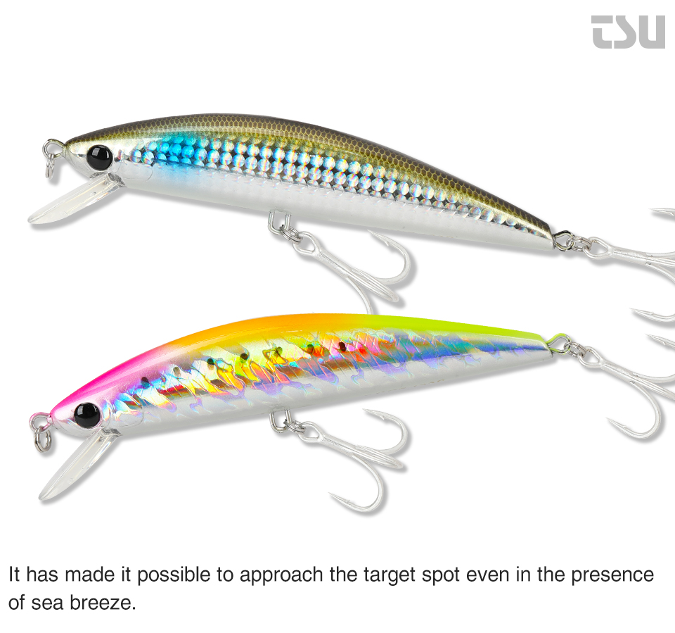 TSURINOYA 120S Sinking Minnow 12cm 40g DW37 Saltwater Hard Boat Fishing Lure Artificial Minnow Bait with Treble Hooks Wobblers