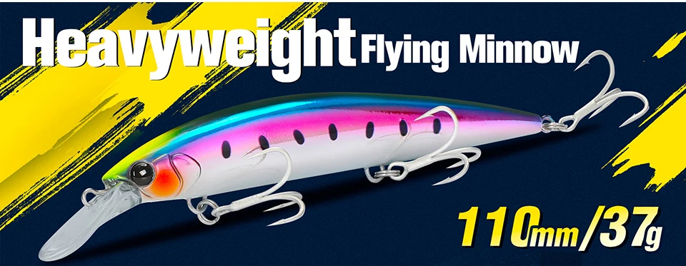 TSURINOYA 120S Sinking Minnow 12cm 40g DW37 Saltwater Hard Boat Fishing Lure Artificial Minnow Bait with Treble Hooks Wobblers