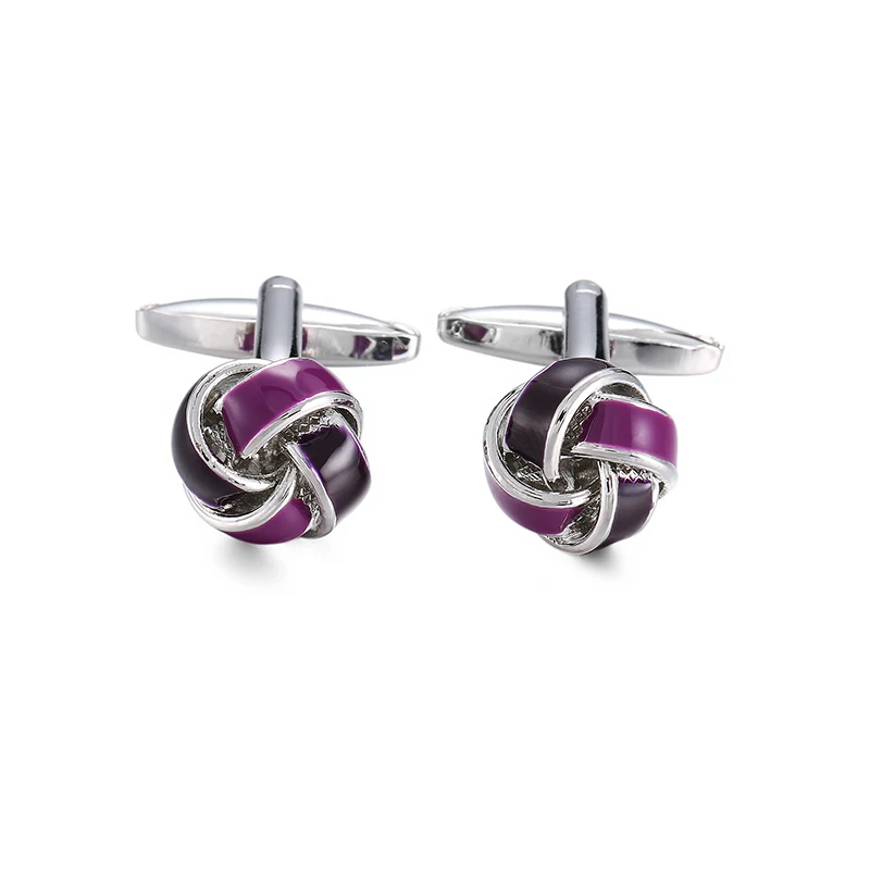 High quality French classic Cufflinks Golden silvery black blue purple twist Cuff-links Men's knot cuff button for Men jewelr