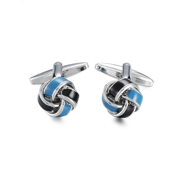 High quality French classic Cufflinks Golden silvery black blue purple twist Cuff-links Men's knot cuff button for Men jewelr