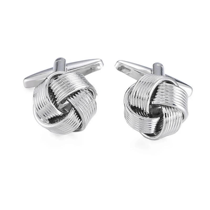 High quality French classic Cufflinks Golden silvery black blue purple twist Cuff-links Men's knot cuff button for Men jewelr