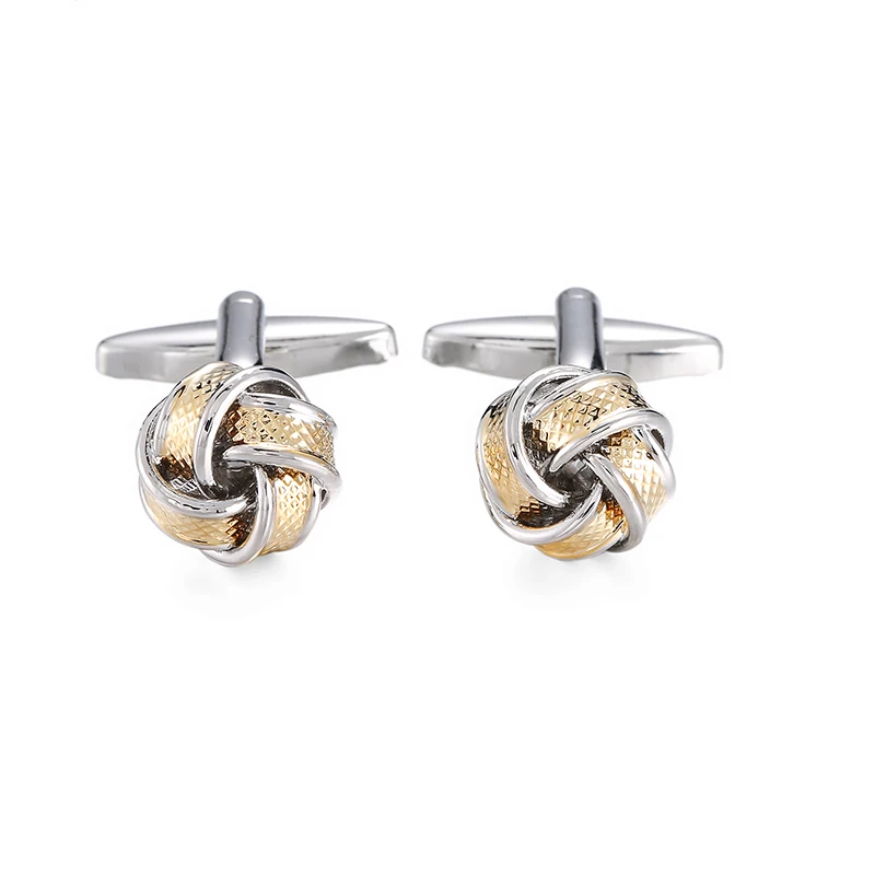 High quality French classic Cufflinks Golden silvery black blue purple twist Cuff-links Men's knot cuff button for Men jewelr