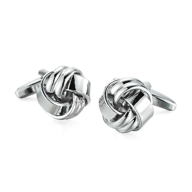 High quality French classic Cufflinks Golden silvery black blue purple twist Cuff-links Men's knot cuff button for Men jewelr