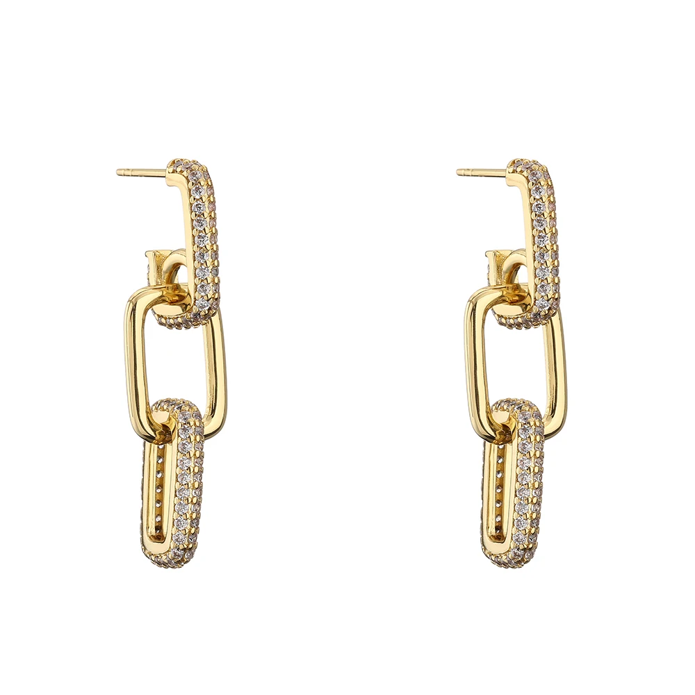 HECHENG,Link Chain Earrings for women,Long Ear Stud earrings,Fashion CZ Jewelry Wholesale