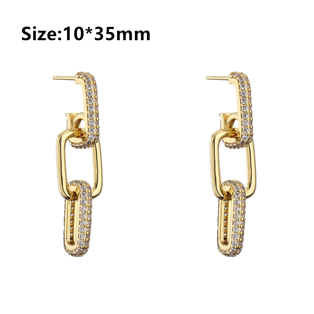 HECHENG,Link Chain Earrings for women,Long Ear Stud earrings,Fashion CZ Jewelry Wholesale