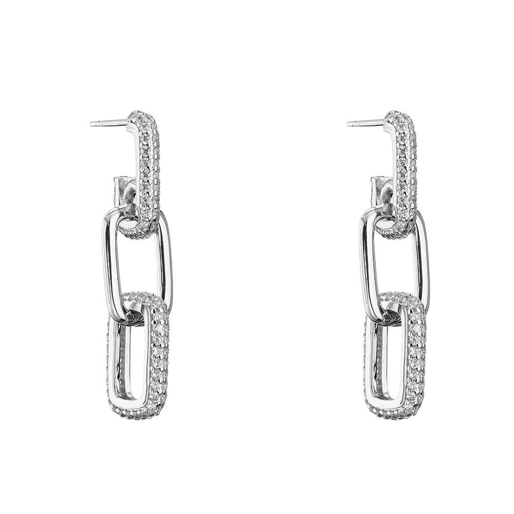 HECHENG,Link Chain Earrings for women,Long Ear Stud earrings,Fashion CZ Jewelry Wholesale