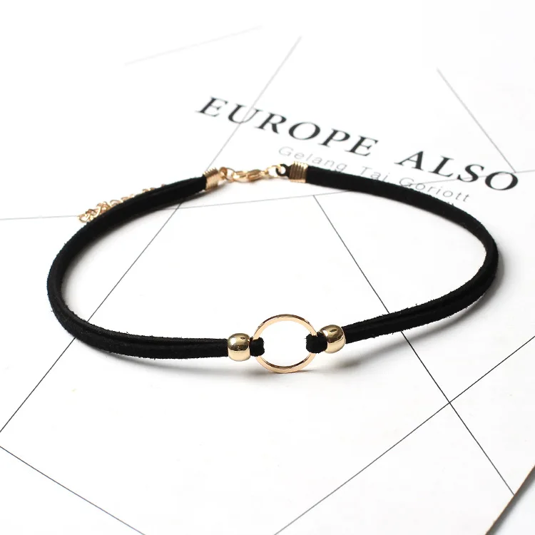 Black Velvet Punk Chokers Necklaces for Women Gothic Collar Necklaces Golden Circle Chokers Fashion Jewelry Wholesale