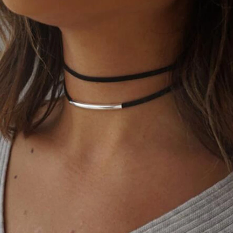 Black Velvet Punk Chokers Necklaces for Women Gothic Collar Necklaces Golden Circle Chokers Fashion Jewelry Wholesale
