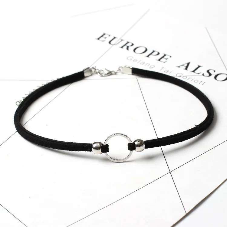 Black Velvet Punk Chokers Necklaces for Women Gothic Collar Necklaces Golden Circle Chokers Fashion Jewelry Wholesale