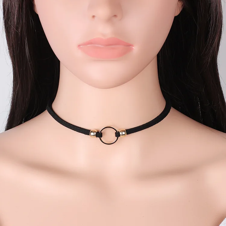 Black Velvet Punk Chokers Necklaces for Women Gothic Collar Necklaces Golden Circle Chokers Fashion Jewelry Wholesale
