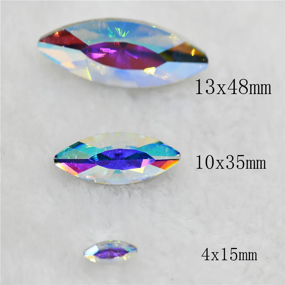 Navette Glass Crystal Pointback Color Rhinestone Strass Stones Clothing Crafts Jewelry Making 10mmX35mm 10mmx48mm 30pcs