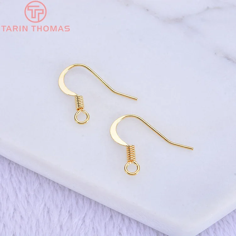 (2239)20PCS Height 16MM 24K Gold Color Plated Brass Earring Hook Diy Jewelry Findings Accessories Wholesale