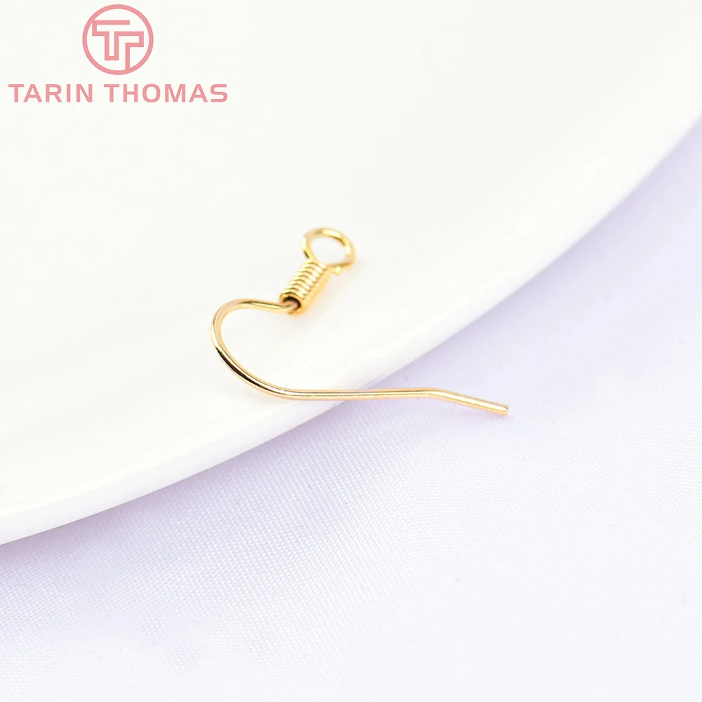 (2239)20PCS Height 16MM 24K Gold Color Plated Brass Earring Hook Diy Jewelry Findings Accessories Wholesale