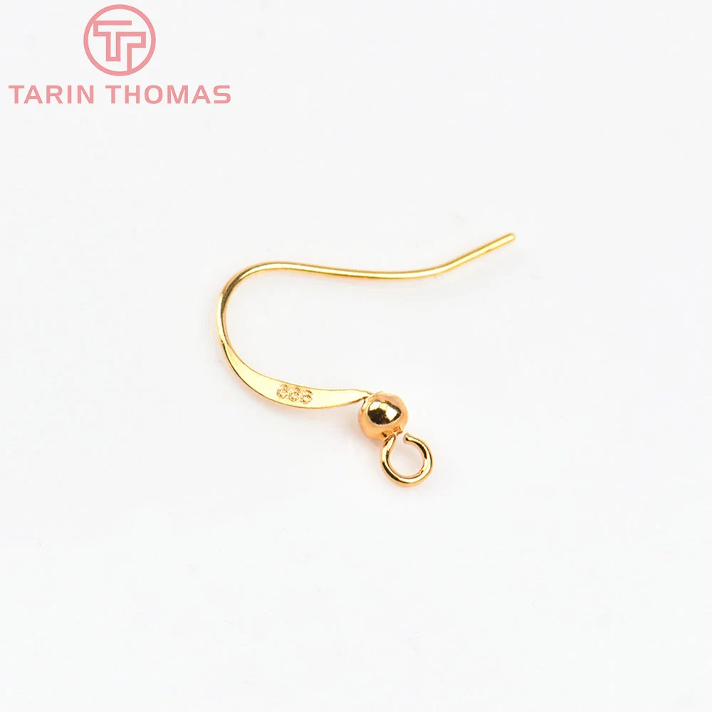 (2239)20PCS Height 16MM 24K Gold Color Plated Brass Earring Hook Diy Jewelry Findings Accessories Wholesale
