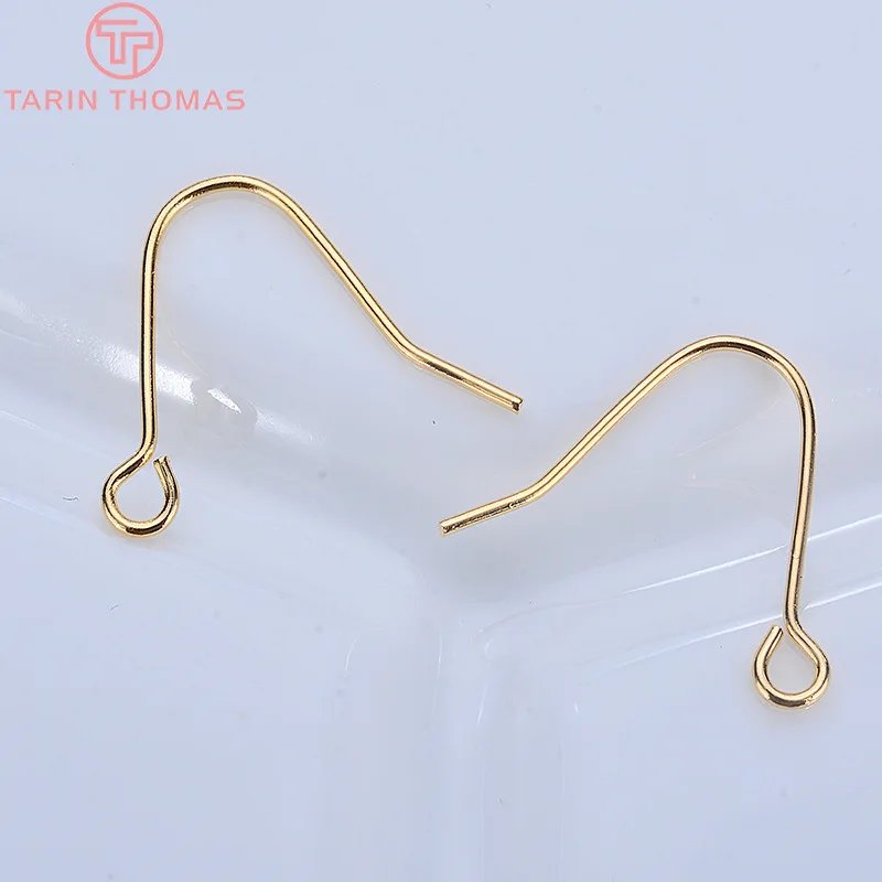 (2239)20PCS Height 16MM 24K Gold Color Plated Brass Earring Hook Diy Jewelry Findings Accessories Wholesale