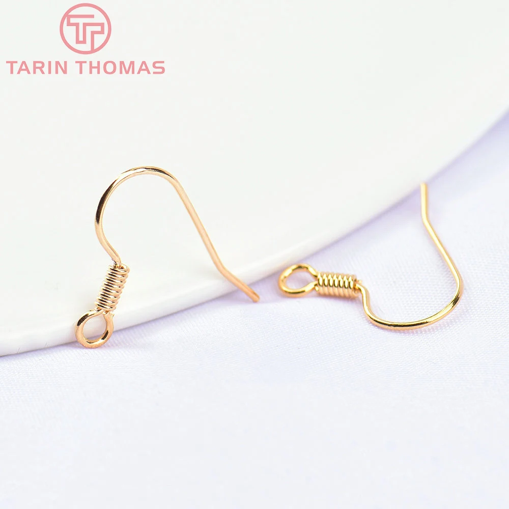 (2239)20PCS Height 16MM 24K Gold Color Plated Brass Earring Hook Diy Jewelry Findings Accessories Wholesale