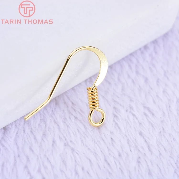 (2239)20PCS Height 16MM 24K Gold Color Plated Brass Earring Hook Diy Jewelry Findings Accessories Wholesale