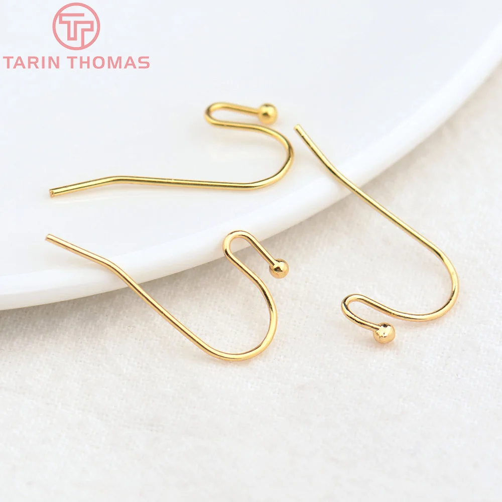 (2239)20PCS Height 16MM 24K Gold Color Plated Brass Earring Hook Diy Jewelry Findings Accessories Wholesale