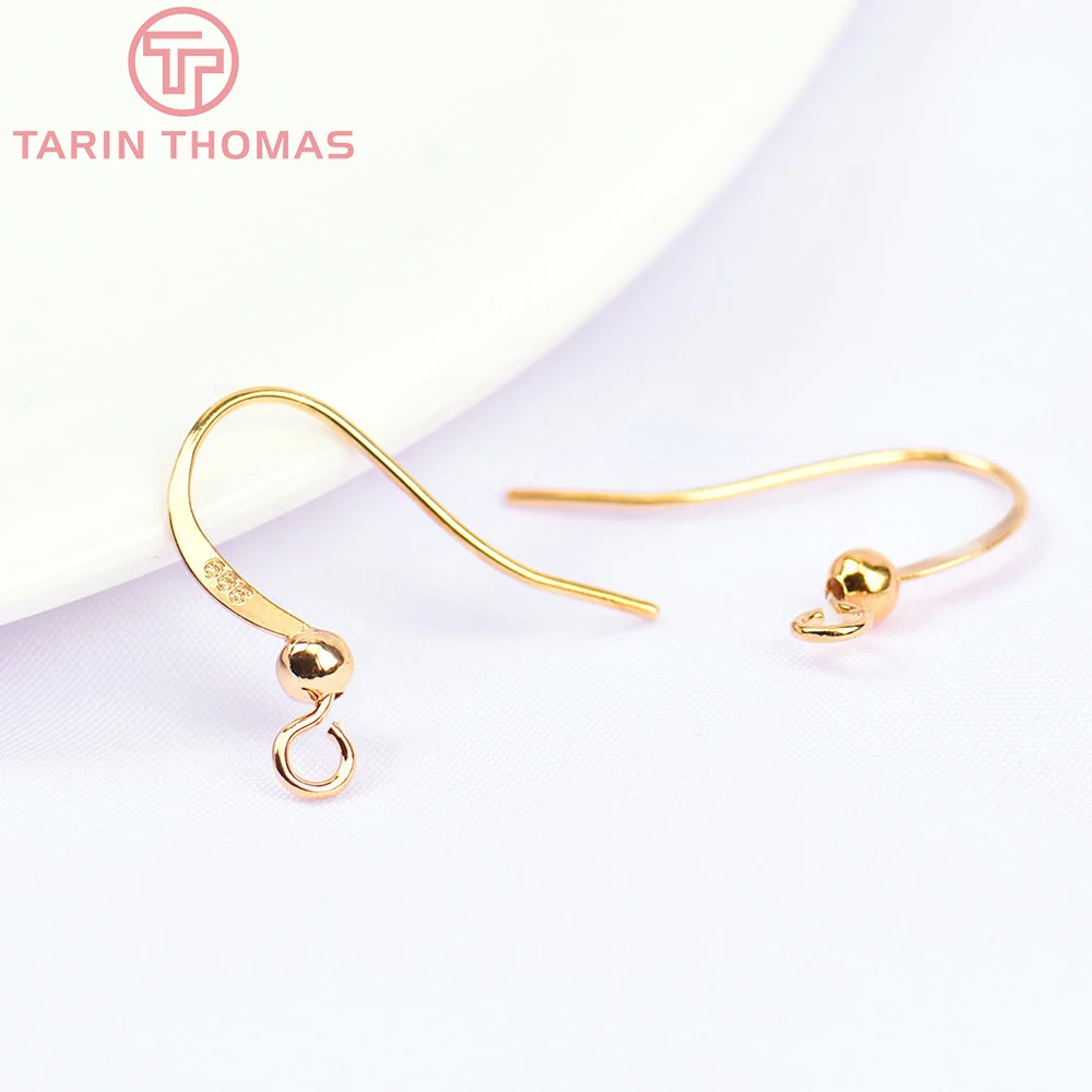 (2239)20PCS Height 16MM 24K Gold Color Plated Brass Earring Hook Diy Jewelry Findings Accessories Wholesale