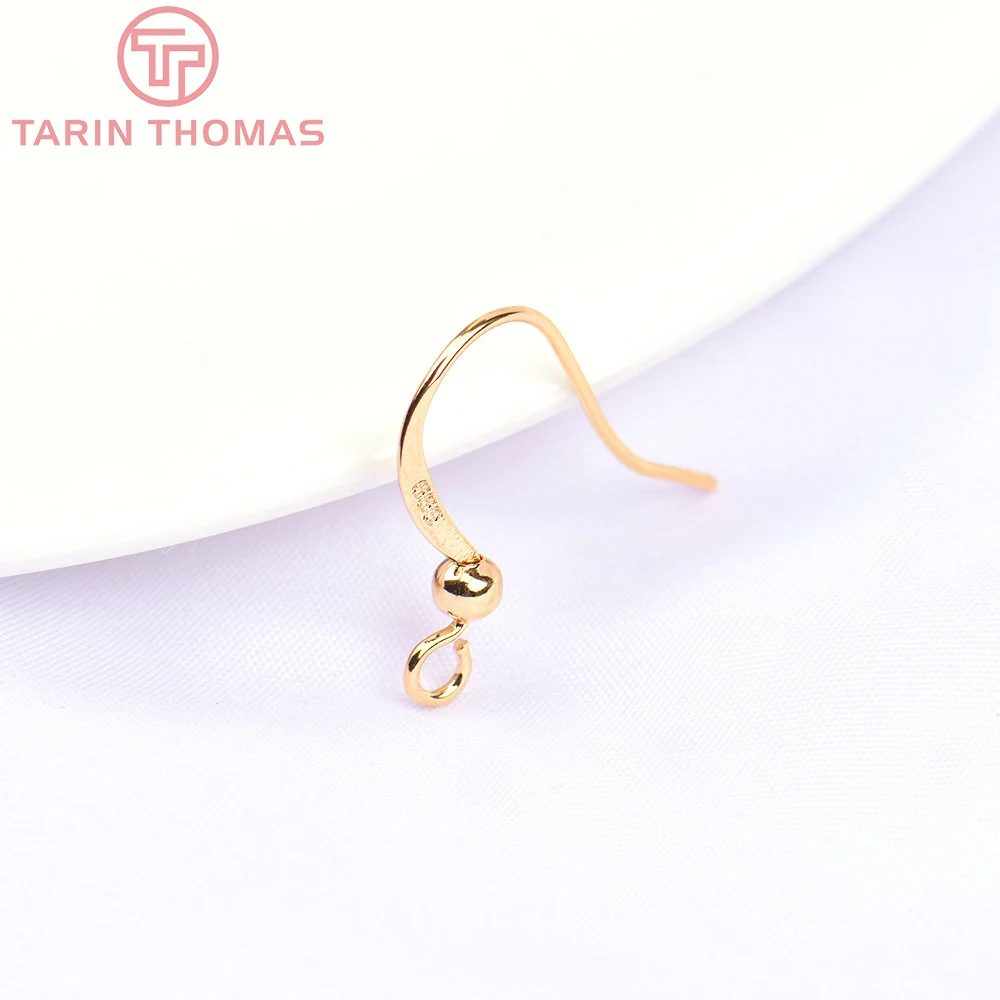(2239)20PCS Height 16MM 24K Gold Color Plated Brass Earring Hook Diy Jewelry Findings Accessories Wholesale